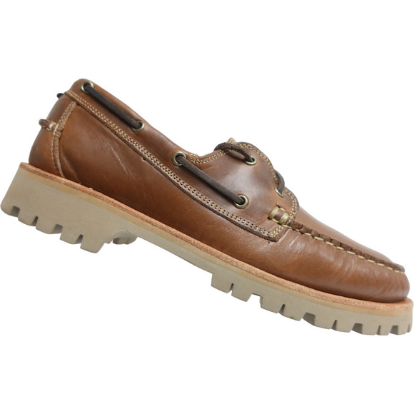 ALLEN EDMONDS Men Boat Shoes Force 10 Brown Leather 2-Eye